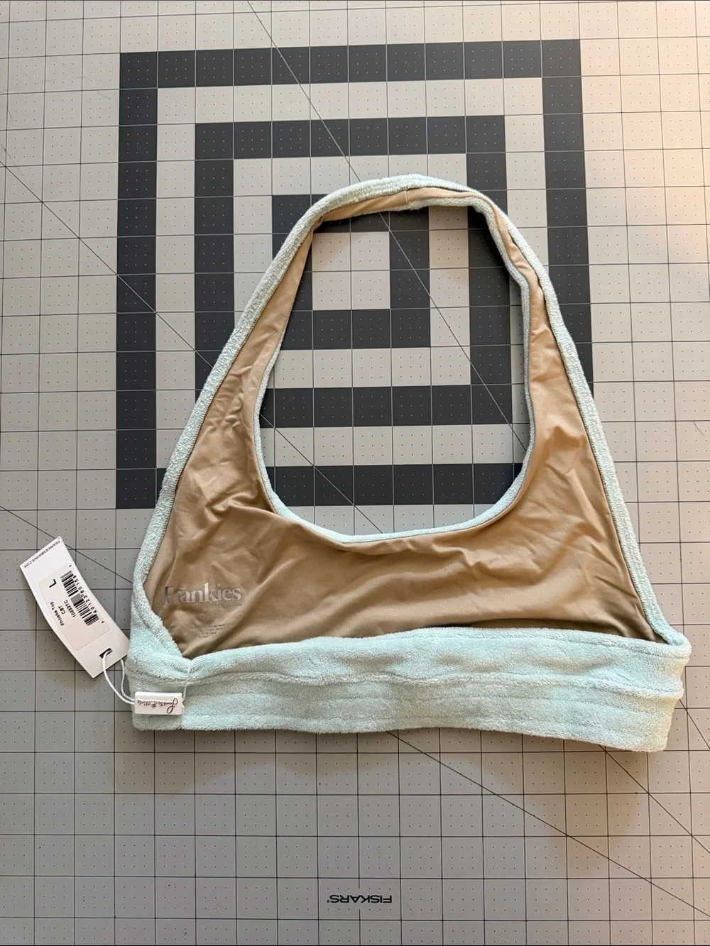 Light Seafoam Terry Cloth Halter Top Frankies bikinis phoebe top large nwt